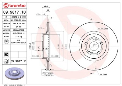 BREMBO 09.9817.11 EAN: 8020584030806.