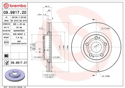 BREMBO 09.9817.21 EAN: 8020584214527.