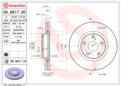 BREMBO 09.9817.31 EAN: 8020584034057.