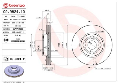 BREMBO 09.9824.10 EAN: 8020584982419.