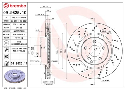 BREMBO 09.9825.11 EAN: 8020584030028.