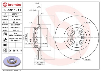 BREMBO 09.9911.11 EAN: 8020584991114.