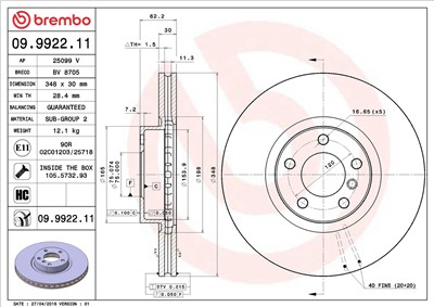 BREMBO 09.9922.11 EAN: 8020584992210.