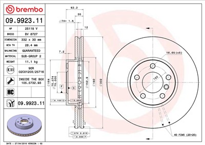 BREMBO 09.9923.11 EAN: 8020584992319.