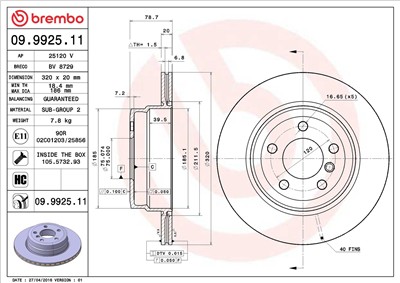 BREMBO 09.9925.11 EAN: 8020584992517.