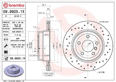BREMBO 09.9925.1X EAN: 8020584320495.