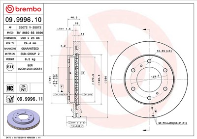BREMBO 09.9996.10 EAN: 8020584999615.