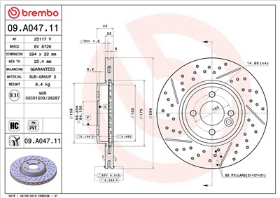 BREMBO 09.A047.11 EAN: 8020584017845.