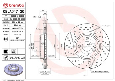 BREMBO 09.A047.21 EAN: 8020584029930.