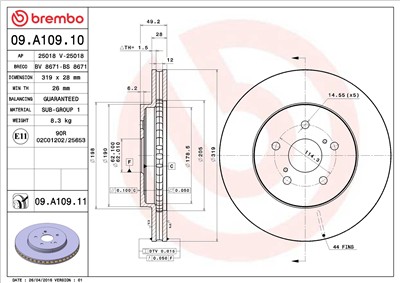 BREMBO 09.A109.11 EAN: 8020584032893.