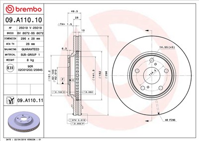 BREMBO 09.A110.11 EAN: 8020584034729.