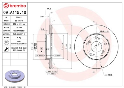 BREMBO 09.A115.10 EAN: 8020584024379.
