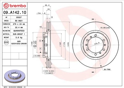 BREMBO 09.A142.10 EAN: 8020584027943.