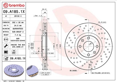 BREMBO 09.A185.1X EAN: 8020584217566.