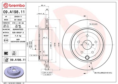 BREMBO 09.A198.11 EAN: 8020584039649.