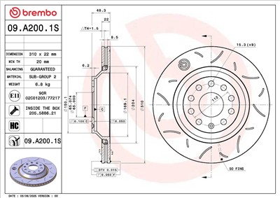 BREMBO 09.A200.1S EAN: 8020584345344.