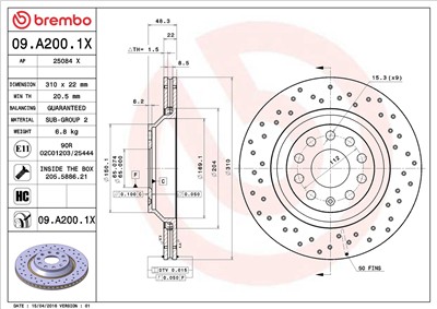 BREMBO 09.A200.1X EAN: 8020584217733.