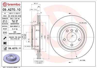BREMBO 09.A270.11 EAN: 8020584025628.