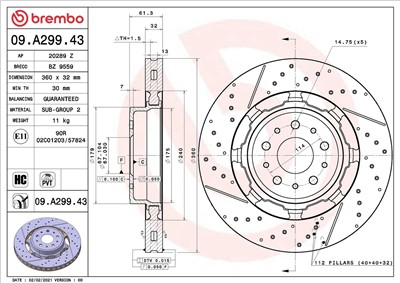 BREMBO 09.A299.43 EAN: 8020584316979.