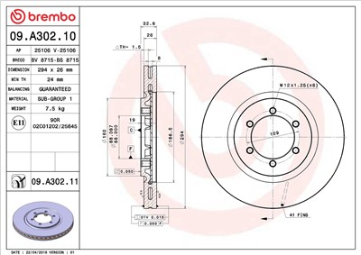 BREMBO 09.A302.11 EAN: 8020584037966.