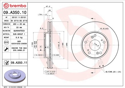 BREMBO 09.A350.11 EAN: 8020584035375.
