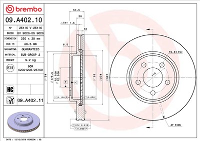BREMBO 09.A402.11 EAN: 8020584216224.