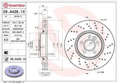 BREMBO 09.A426.1X EAN: 8020584212691.