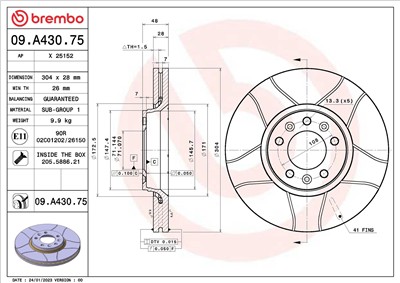 BREMBO 09.A430.75 EAN: 8020584324165.