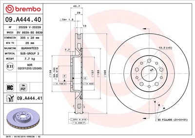 BREMBO 09.A444.41 EAN: 8020584225899.