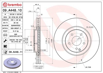 BREMBO 09.A448.11 EAN: 8020584035511.