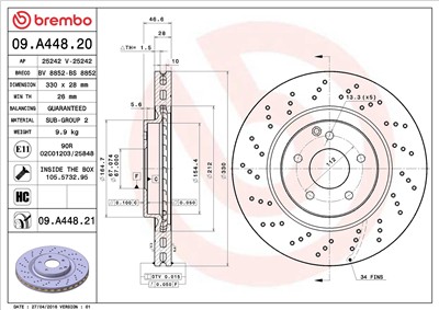 BREMBO 09.A448.21 EAN: 8020584028728.
