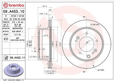 BREMBO 09.A453.11 EAN: 8020584032909.