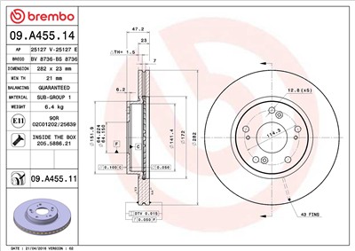 BREMBO 09.A455.11 EAN: 8020584222188.