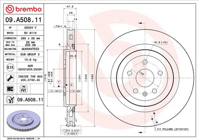 BREMBO 09.A508.11 EAN: 8020584211205.