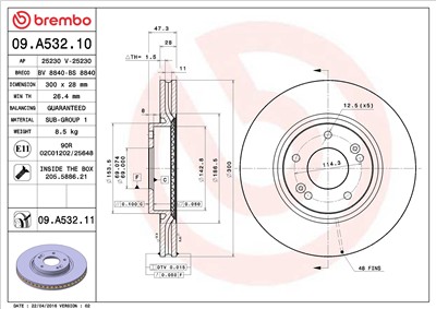 BREMBO 09.A532.11 EAN: 8020584210673.