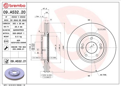 BREMBO 09.A532.21 EAN: 8020584211953.