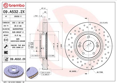 BREMBO 09.A532.2X EAN: 8020584229163.