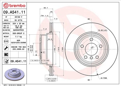 BREMBO 09.A541.11 EAN: 8020584019535.