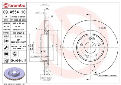 BREMBO 09.A554.11 EAN: 8020584220313.
