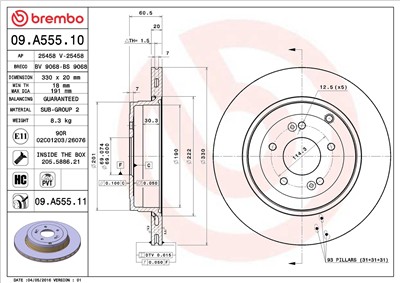 BREMBO 09.A555.11 EAN: 8020584221136.