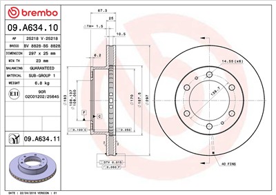 BREMBO 09.A634.11 EAN: 8020584021606.