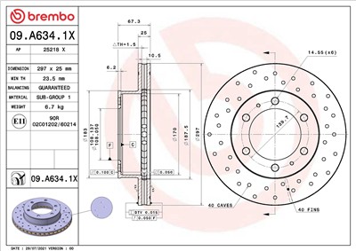 BREMBO 09.A634.1X EAN: 8020584319383.