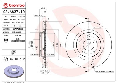 BREMBO 09.A637.10 EAN: 8020584028513.