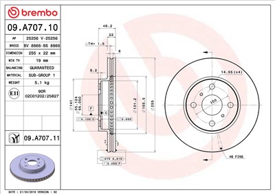 BREMBO 09.A707.11 EAN: 8020584210710.