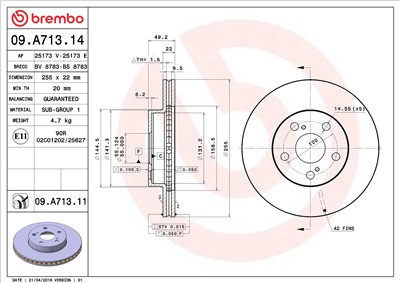 BREMBO 09.A713.11 EAN: 8020584032923.