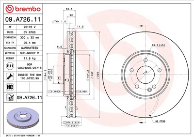 BREMBO 09.A726.11 EAN: 8020584020197.