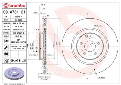 BREMBO 09.A731.21 EAN: 8020584030288.