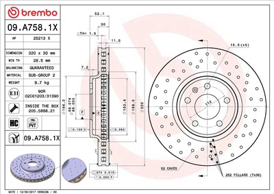 BREMBO 09.A758.1X EAN: 8020584224625.