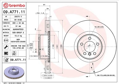 BREMBO 09.A771.11 EAN: 8020584219461.
