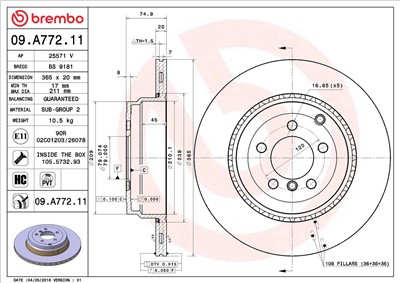 BREMBO 09.A772.11 EAN: 8020584223680.